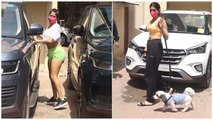 Janhvi Kapoor & Khushi Kapoor With Their Pet Snapped Outside Pilates