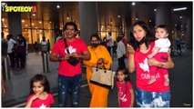 Karanvir Bohra With Wife Teejay Sidhu & Daughters Return From Canada; Spotted At The Airport
