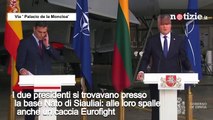Lituania, soldati interrompono la conferenza di Pedro Sanchez alla Nato: intercettato caccia russo
