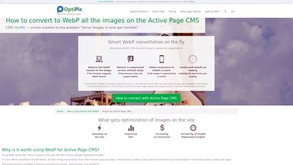 WebP for Active Page CMS: convert images in 2 clicks. Plugin by OptiPic