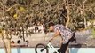 Guy Shows Tricks While Riding BMX Bike At Skatepark