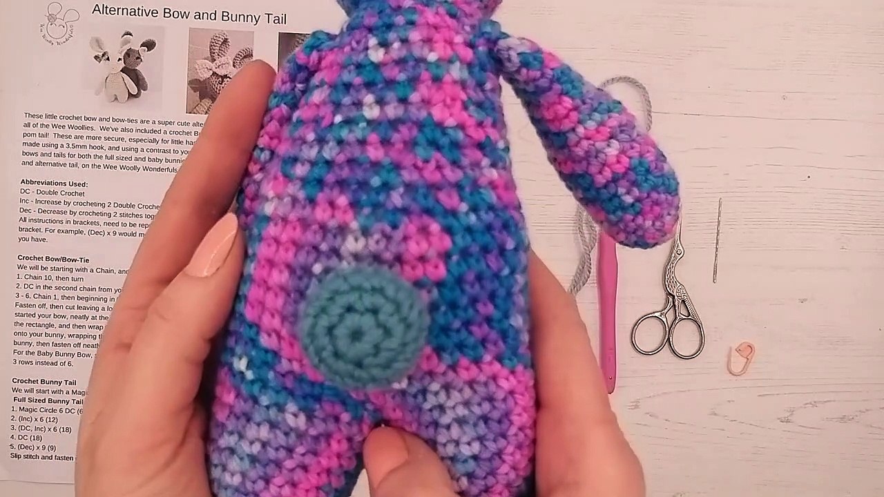 Bunny Video Tutorial 26 - Making A Crochet Tail. Learn To Crochet With Wee Woolly Wonderfuls