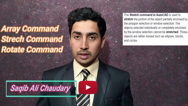 AutoCAD class 54 in Urdu/Hindi | Array command, Rotate command, Stretch command | 3 in 1| Saqib ali