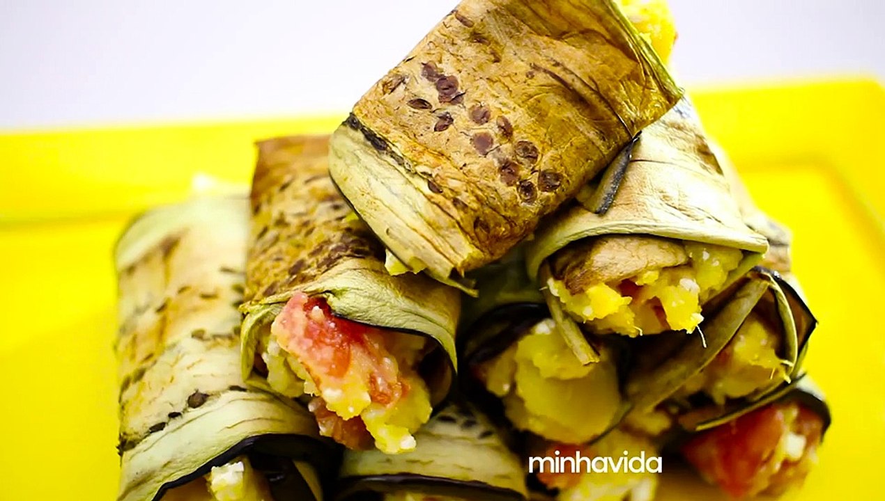 Rolinho de berinjela com batata-doce
