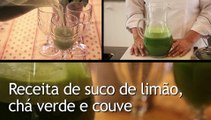 Receita de suco verde de limão, com chá verde e couve