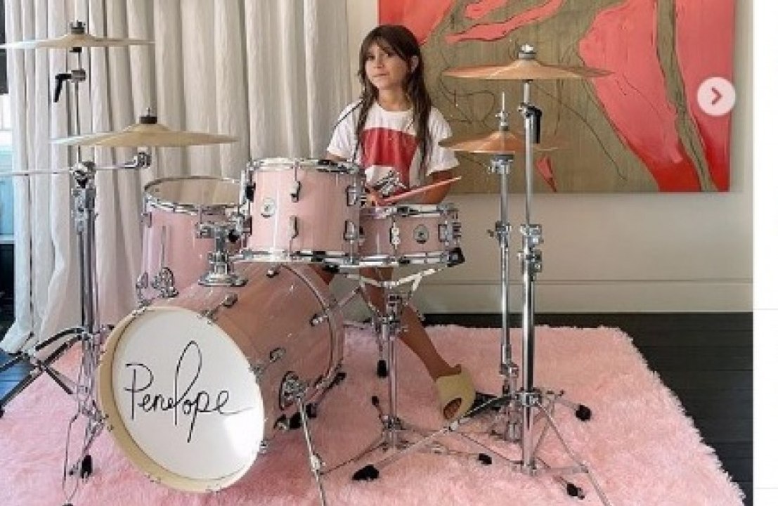 Travis Barker gifts Kourtney Kardashian’s daughter Penelope personalised drum kit