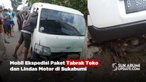 Mobil Ekspedisi Paket Tabrak Toko dan Lindas Motor di Sukabumi