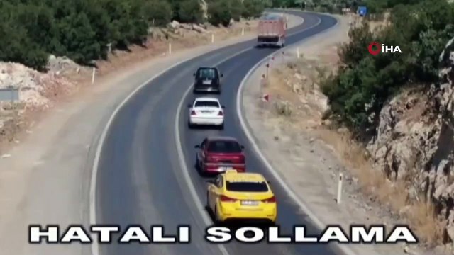 Hatalı sollama yapan sürücüler yürekleri ağızlara getirdi