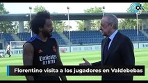 Florentino visita a los jugadores en Valdebebas