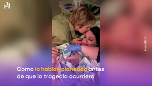 El emotivo momento en que una viuda dio a luz a un bebé tras perder a su esposo