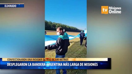 Desplegaron la bandera Argentina más larga de Misiones