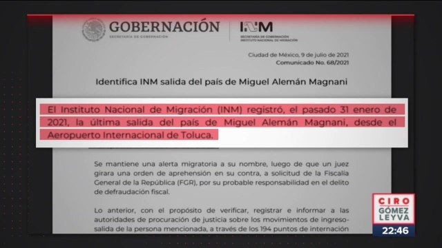 Miguel Alemán Magnani salió de México desde enero