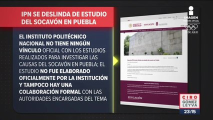 IPN asegura que no participó en investigación del socavón de Puebla