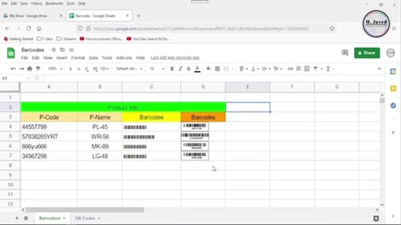 Add Barcodes in Google Sheet
