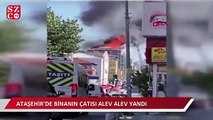 Ataşehir'de binanın çatısı alev alev yandı
