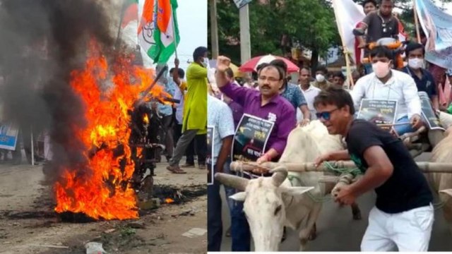 TMC protest across West Bengal over spiralling fuel prices