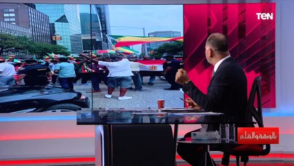 يقف في وجه الإثيوبيين وحده.. شاب مصري يرفع علم مصر في مظاهرة إثيوبية أمام مجلس الأمن