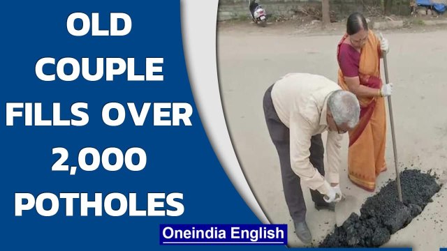 Hyderabad: Old couple spends pension funds to fill potholes on the roads | Oneindia News