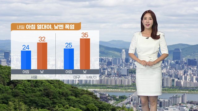 [날씨] 내일 아침 열대야, 낮엔 폭염...전국 곳곳 소나기 / YTN