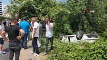 Ehliyet sınavında sürücü adayının kullandığı araç takla attı