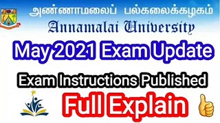 Annamalai University Directorate Of Distance Education-May 2021 Exam Instructions Updates