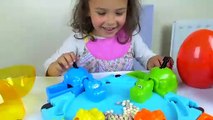 Hungry Hungry Hippo eats Disney Kids Toys and Angry Birds - Family Fun Game Surprise Egg