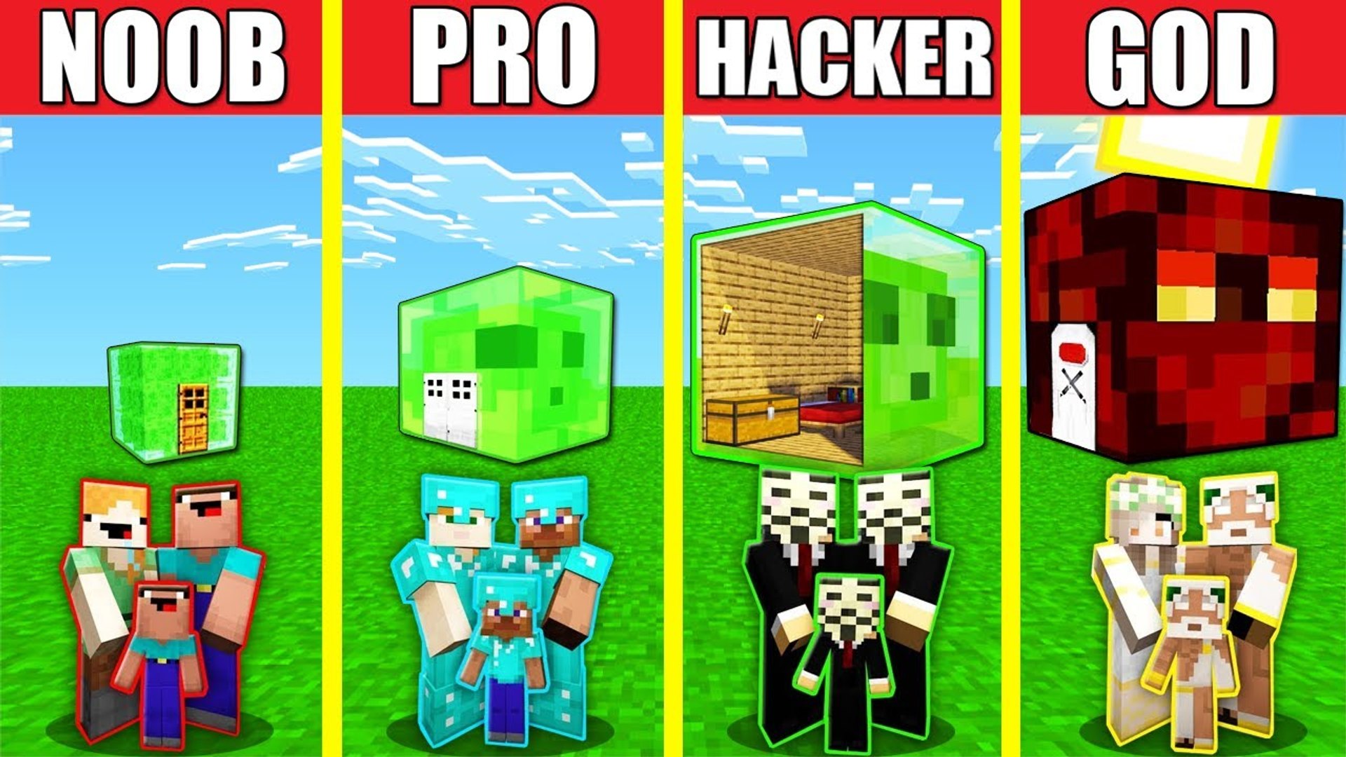 Minecraft Battle Slime House Build Challenge Noob Vs Pro Vs Hacker Vs God Animation Magma Cube Video Dailymotion
