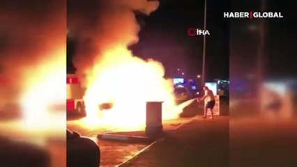 Seyir halindeyken alev alan otomobilde can pazarı