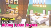 Minecraft Survival Dining Table Styles! Minecraft Survival Interior Tutorial #9 ⚒