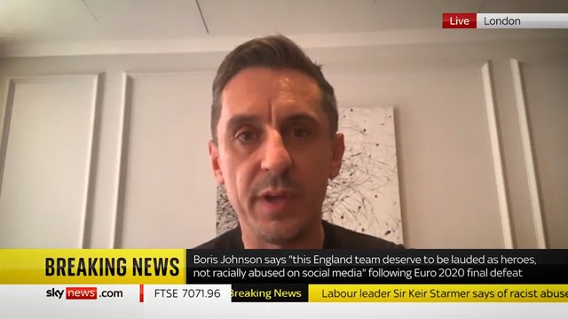 Gary Neville criticises Boris Johnson after racist abuse of England players