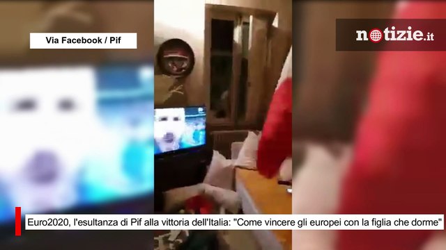 Euro2020, l'esultanza di Pif alla vittoria dell'Italia: Vincere gli europei con figlia che dorme