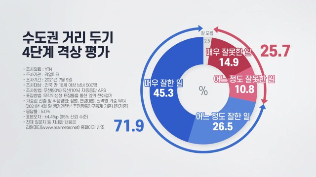 국민 71.9% 수도권 거리 두기 4단계 격상, 잘한 일 / YTN