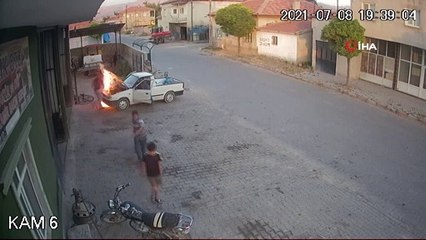 Oto tamircisi yanmaktan son anda kurtuldu