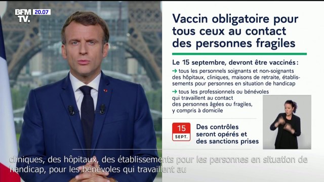 Emmanuel Macron annonce la vaccination obligatoire pour le personnel soignant dès le 15 septembre