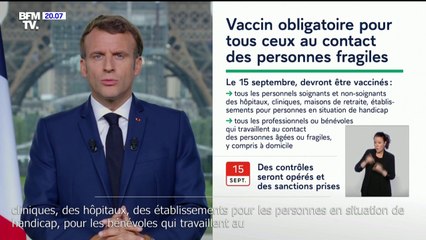 Emmanuel Macron annonce la vaccination obligatoire pour le personnel soignant dès le 15 septembre