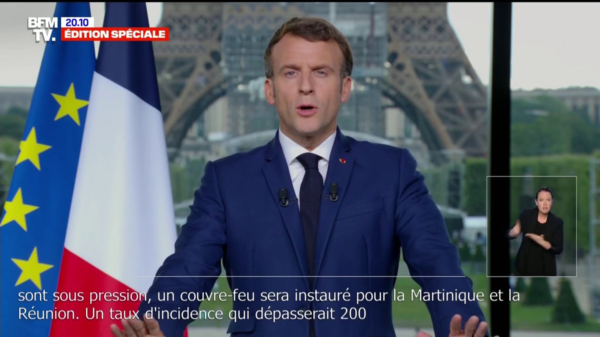 Emmanuel Macron annonce le retour de l'état d'urgence sanitaire et du  couvre-feu pour la Martinique et la Réunion - Vidéo Dailymotion