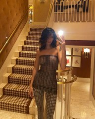 Kendall Jenner Wore a See-Through Shirt With Matching Pants