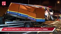 Kuzey Marmara Otoyolu'nda tıbbı atık kamyoneti yolcu otobüsüne çarptı