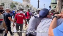 New footage in Cuba shows the largest anti-government protests in decades