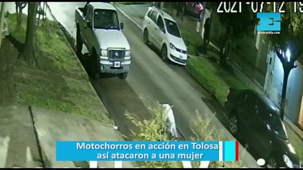 Download Video: Motochorros en acción en Tolosa: así atacaron a una mujer. Ocurrió en 523 entre 9 y 10