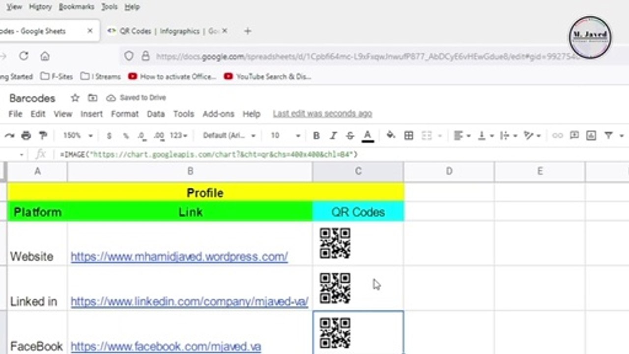Adding QR Codes in Google Sheet