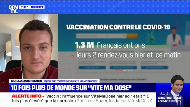 Guillaume Rozier évoque une affluence 10 fois plus élevée que la normale sur Vite Ma Dose après l'allocution de Macron
