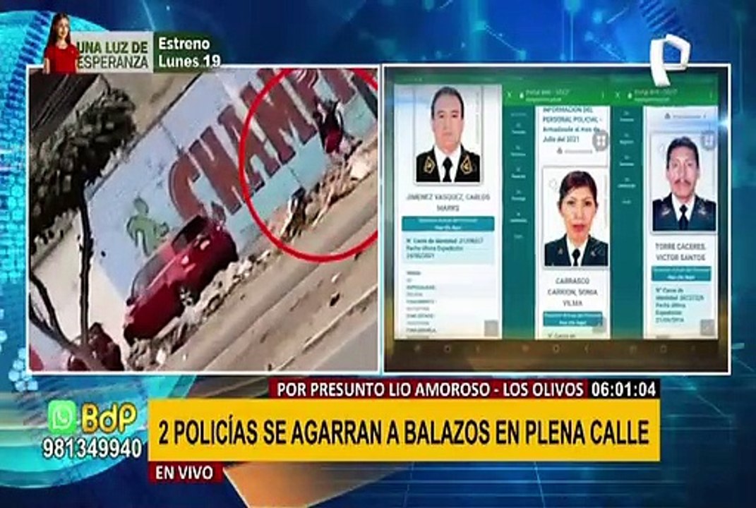 Los Olivos: dos policías se enfrentan a balazos, presuntamente, por el amor de una mujer