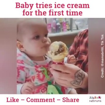 Baby tries ice cream for the first time