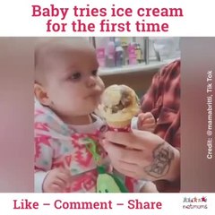 Baby tries ice cream for the first time