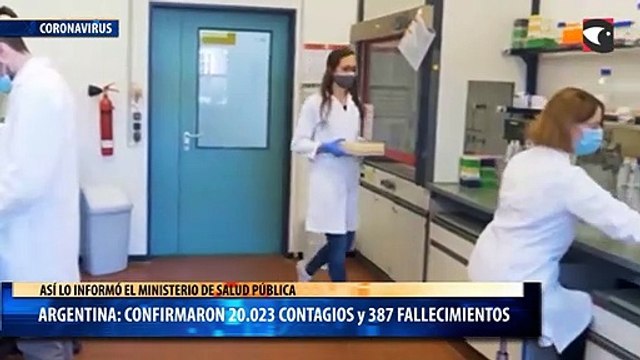 Argentina confirmaron 20023 contagios y 387 fallecimientos
