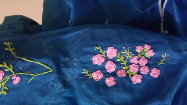 Simple Floral Border for Dress / Kurti Hand Embroidery made Embroidery|Work. double Bullion Flower