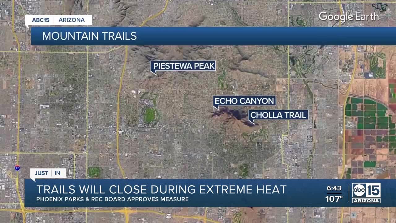 Phoenix hiking trails to close during extreme heat