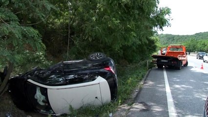 Şile yolunda kontrolden çıkan otomobil takla atıp ağaçlık alana daldı: 1 yaralı