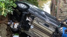 Luino (VA) - Maltempo, auto precipita dopo cedimento muro (14.07.21)